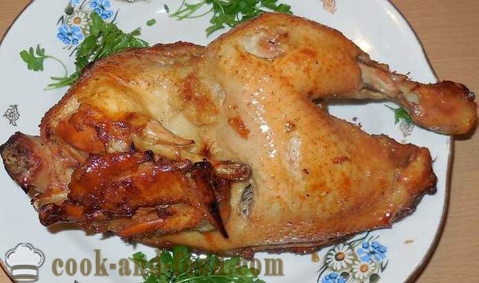 Kurča pečené v rukáve (polovica kostry) - ako chutí kura pečené v rúre, pečené kurča recept stupňovito, s fotkami