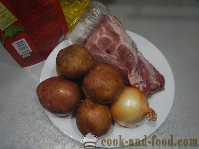 Dusené zemiaky s mäsom v multivarki v hrnci na ohni - krok za krokom recept ako uvariť guláš zemiakov s mäsom multivarki - s fotografiami
