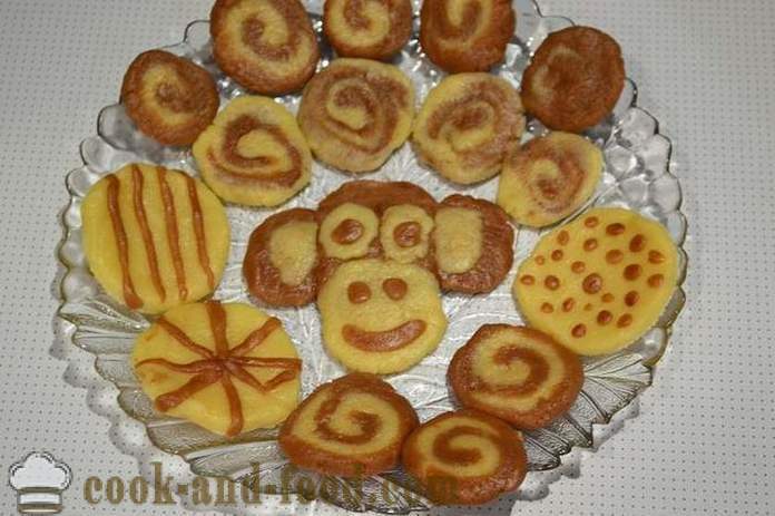 Veselý dvojfarebný detská postava sušienka - ako variť sušienky v mikrovlnnej rúre, krok za krokom recept s fotografiami.