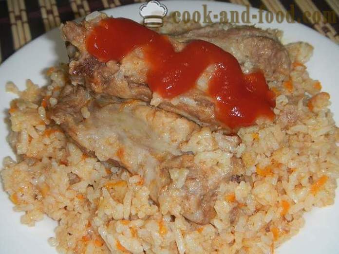 Bravčové mäso a chrumkavé ryže v multivarki - ako variť ryžu s mäsom v multivarki, krok za krokom recept s fotografiami.