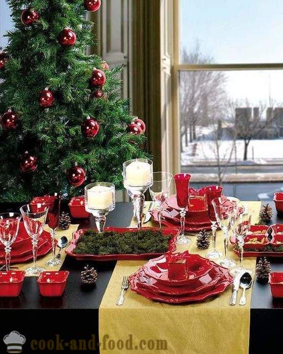 Stolové dekorácie na Nový rok - ako ozdobiť vianočný stôl pre 2016 Rok opice (s fotkami).