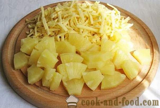 Kurací šalát s ananásom tak rýchlo, aby sa šalát, recept je jednoduchý a chutné, s fotkami