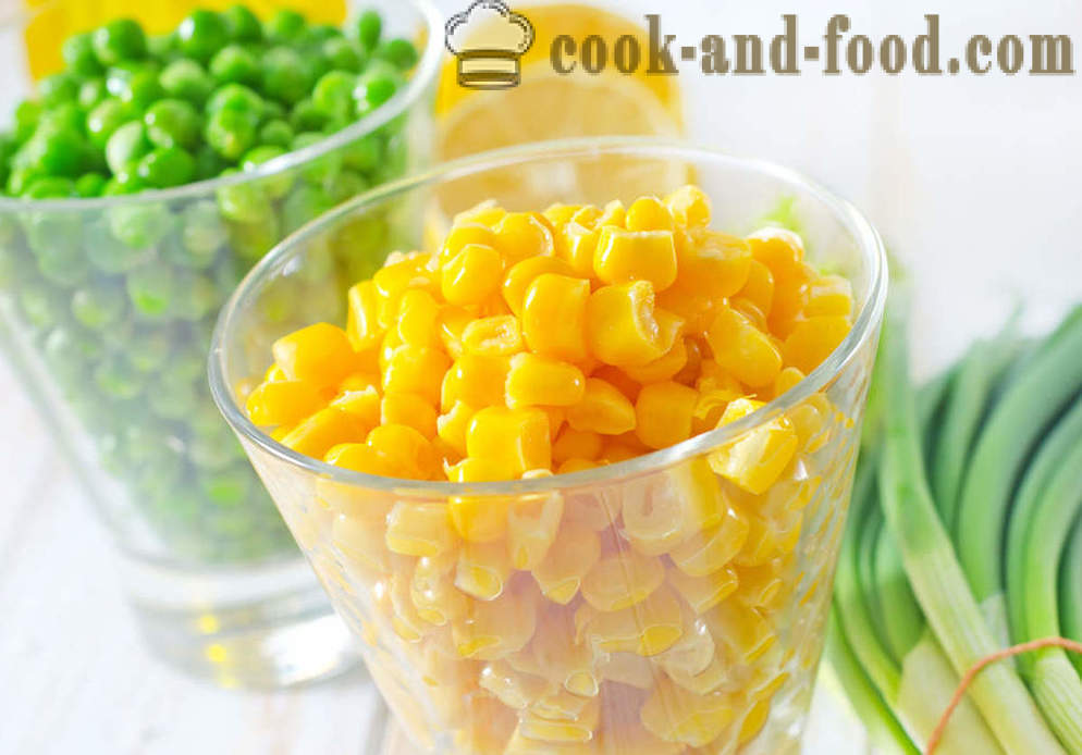 4 recept šalát kukurice a zeleným hráškom